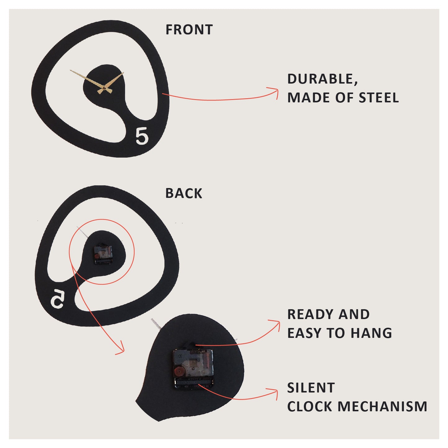 Amorph Metal Wall Clock - APS104 - Artepera