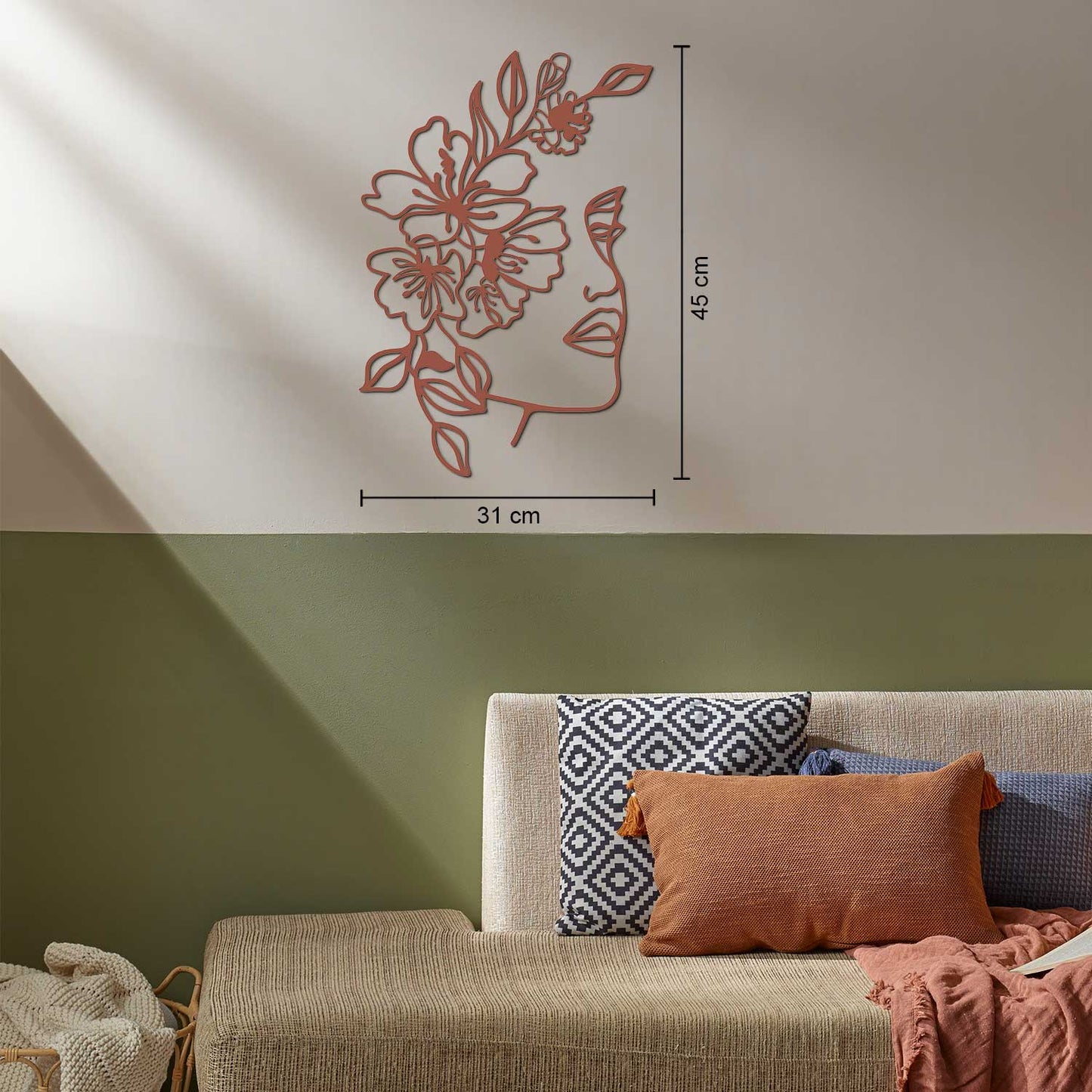 Floral Face Line Metal Wall Art - APT546