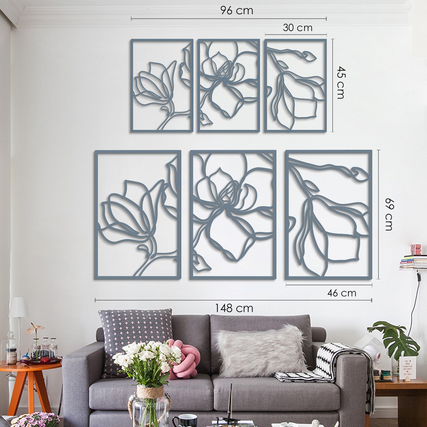 Floral Line Metal Wall Art Set of 3 - APT529