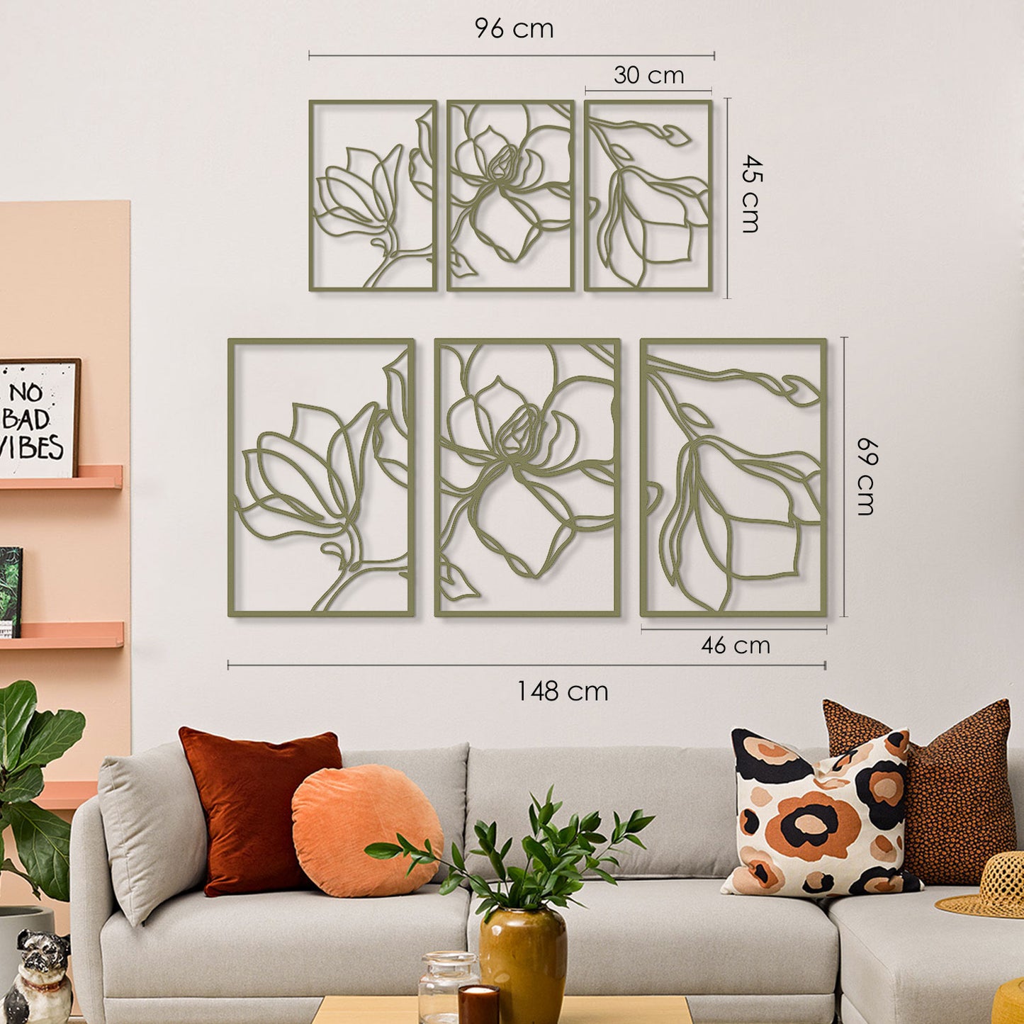 Floral Line Metal Wall Art Set of 3 - APT529