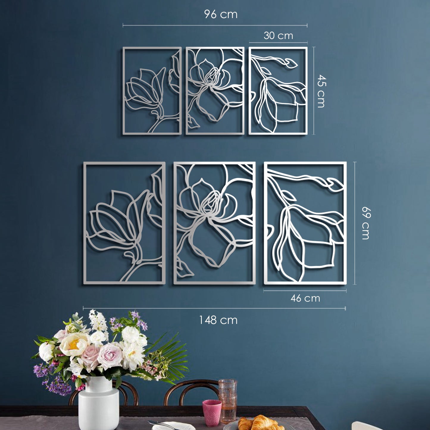 Floral Line Metal Wall Art Set of 3 - APT529