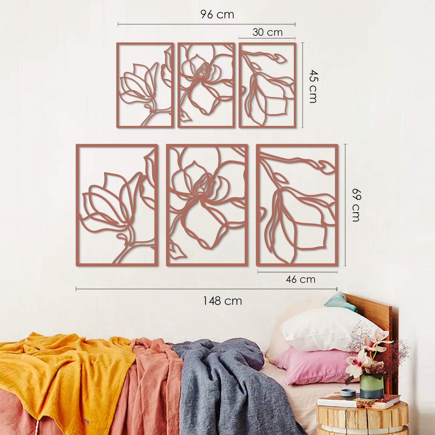 Floral Line Metal Wall Art Set of 3 - APT529