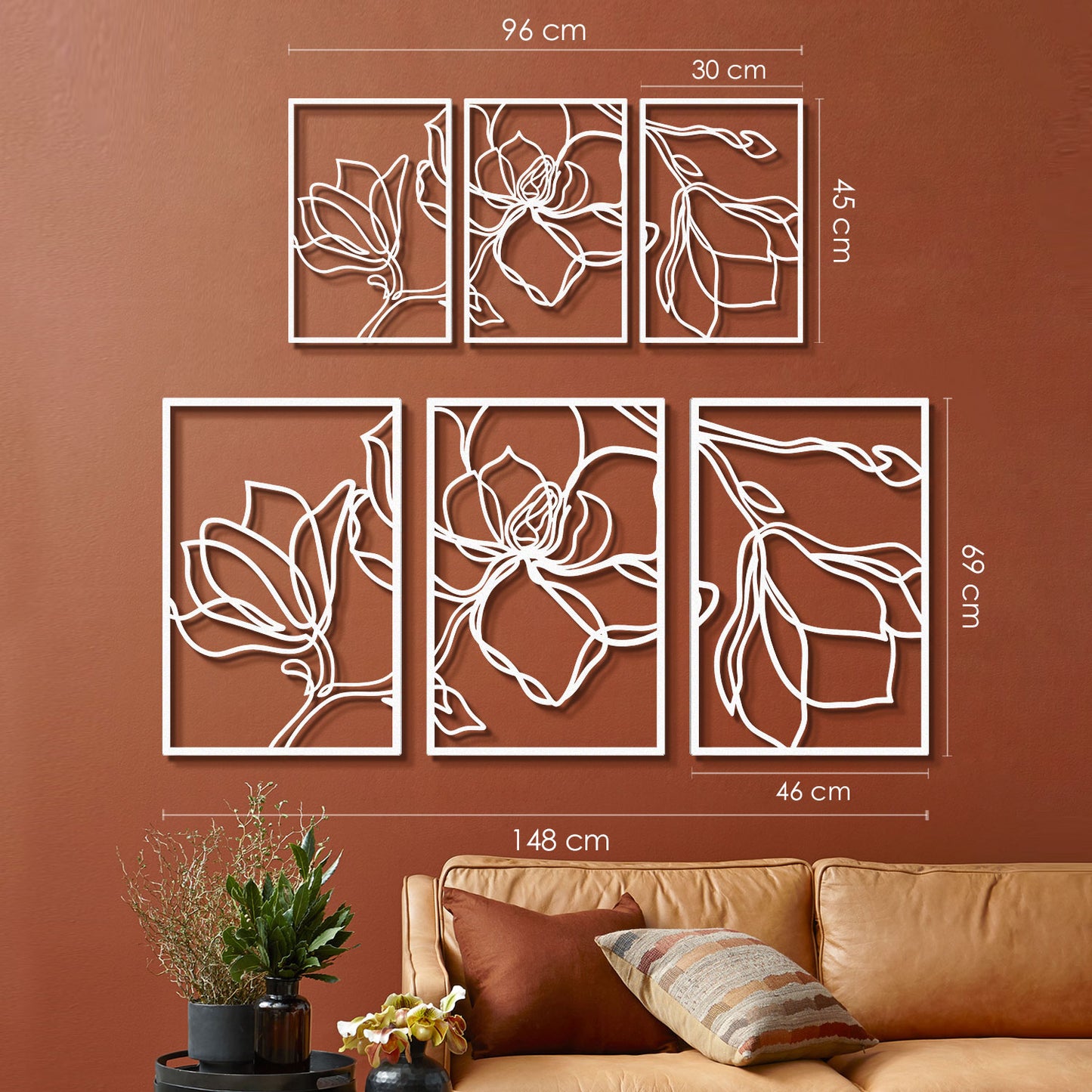 Floral Line Metal Wall Art Set of 3 - APT529