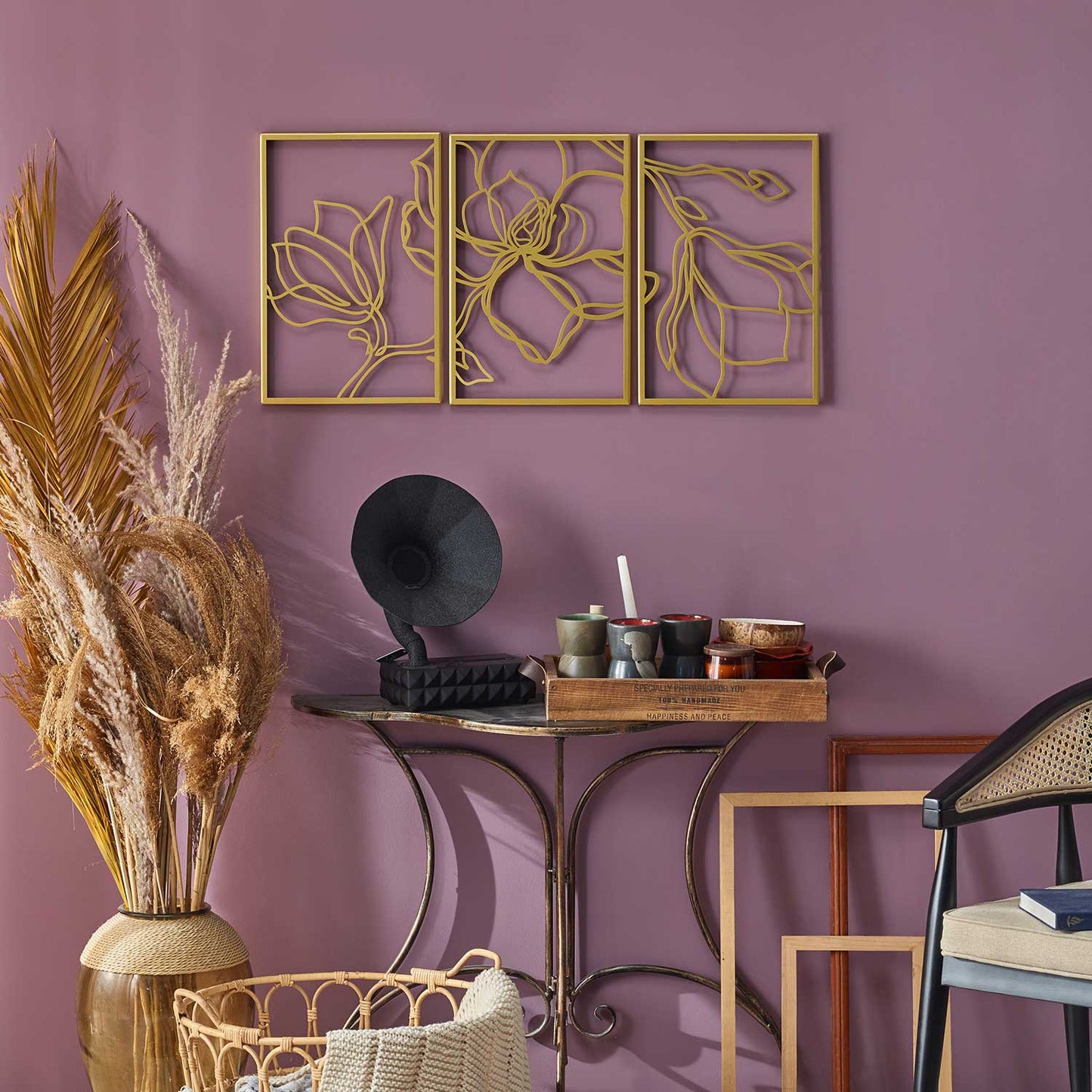 Floral Line Metal Wall Art Set of 3 - APT529