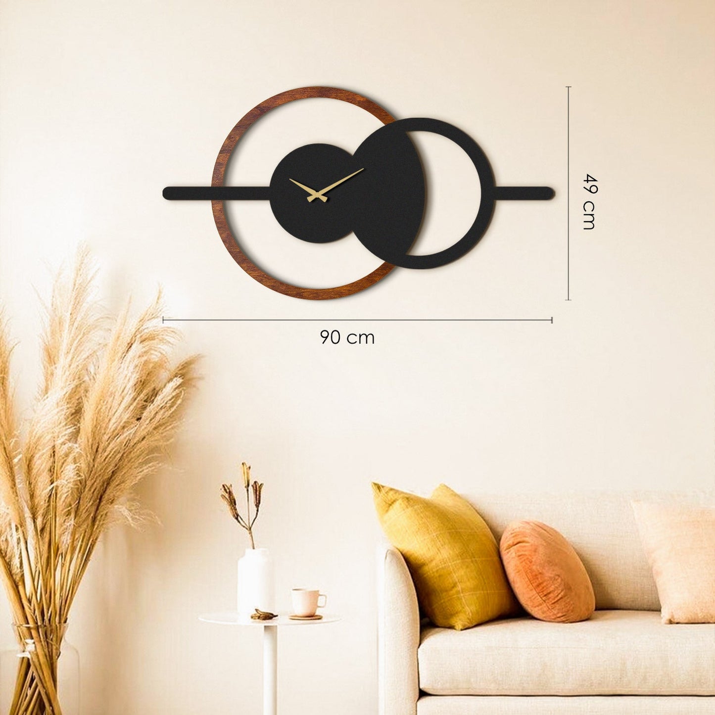 Geometric Wooden Metal Wall Clock - APS116