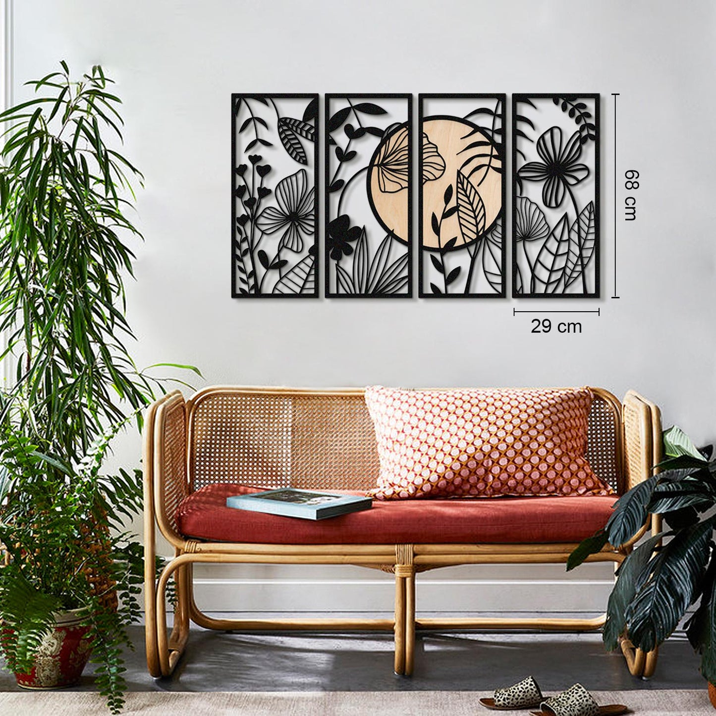 Ginkgo Wood Set of 4 Metal Wall Art - APT601