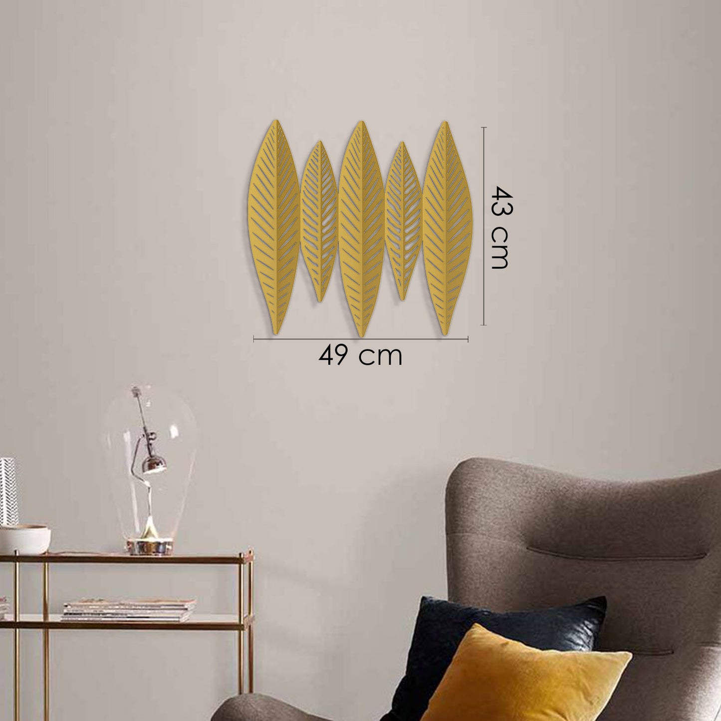 3D Gold Leaves Metal Wall Art - APT618
