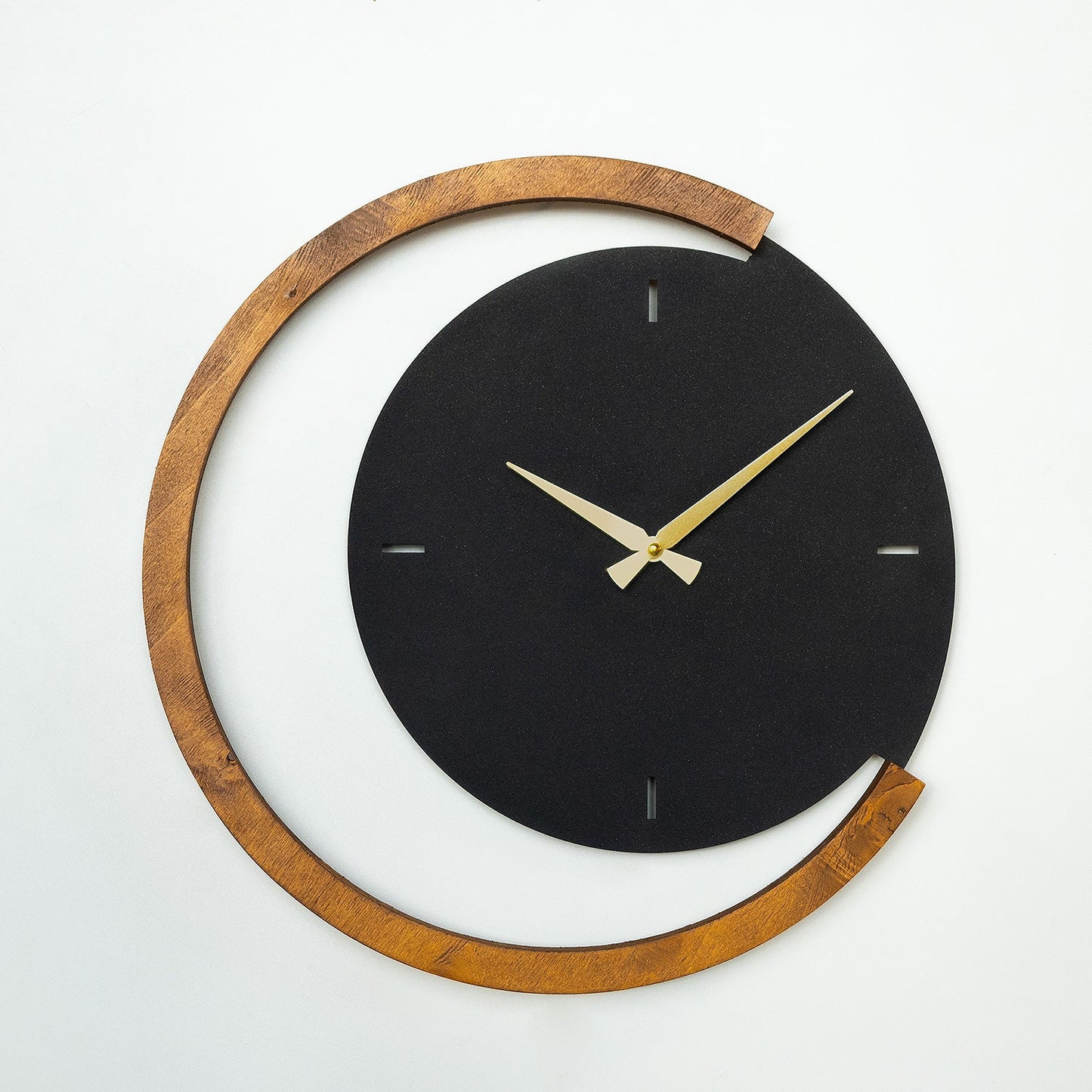 Moon Time Wooden Metal Wall Clock - APS117