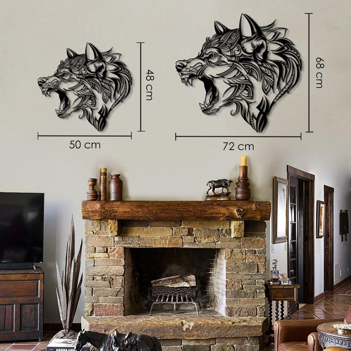 Tribal Wolf Metal Wall Art - APT725