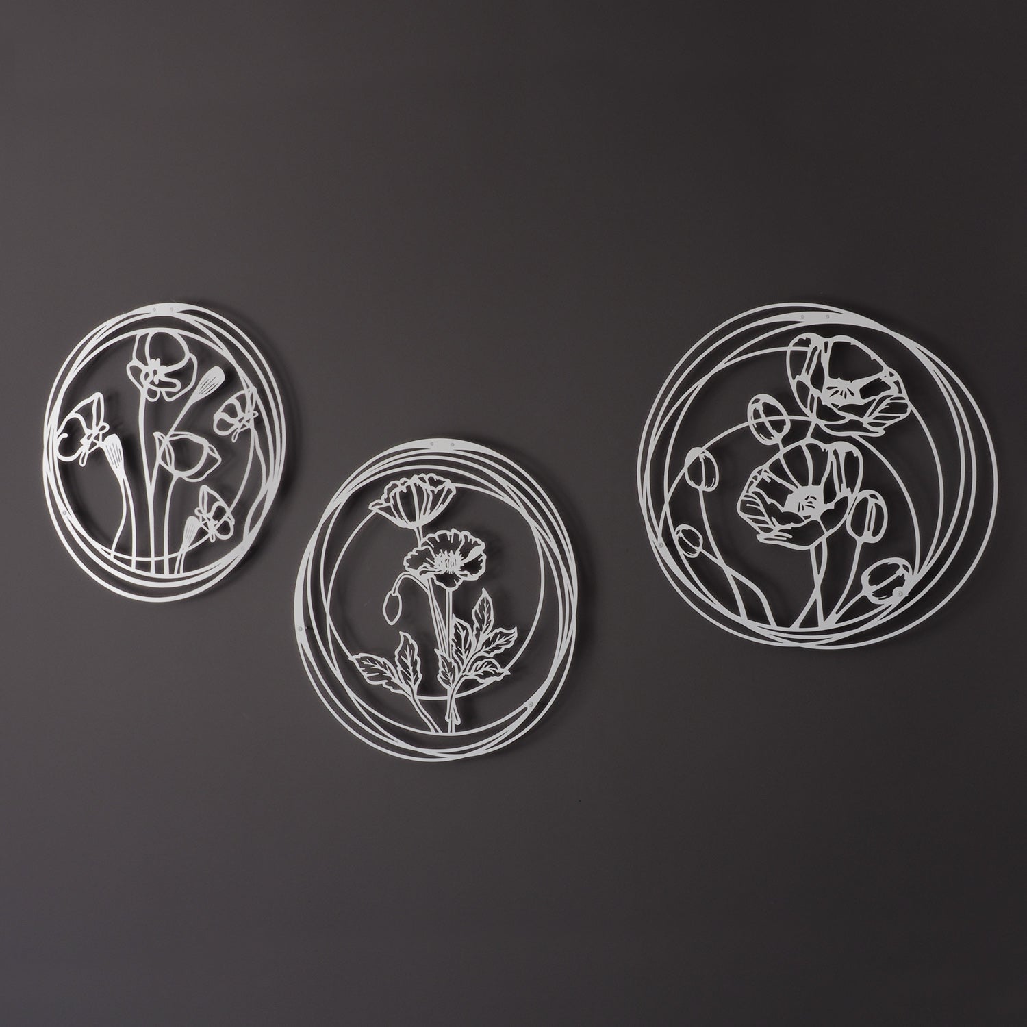 Poppy Flowers Metal Wall Art Set of 3 - APT356 - [section-header__title]