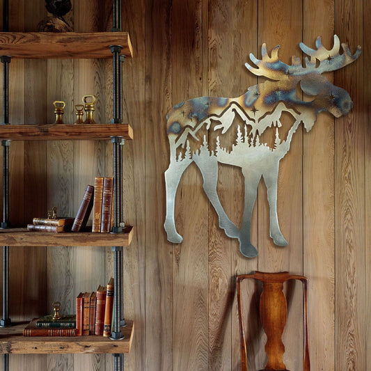 Landscape Moose Metal Wall Art - APT628