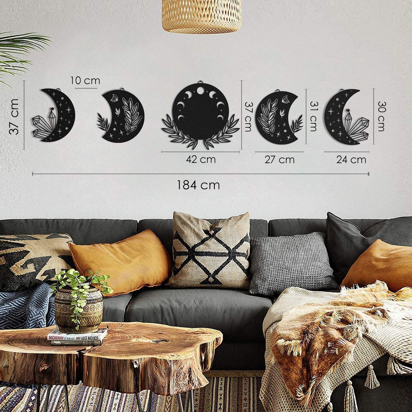 Moon Phases Metal Wall Art - APT615