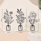 Flowers in Vase 3D Metal Wall Art Set of 3 - APT519