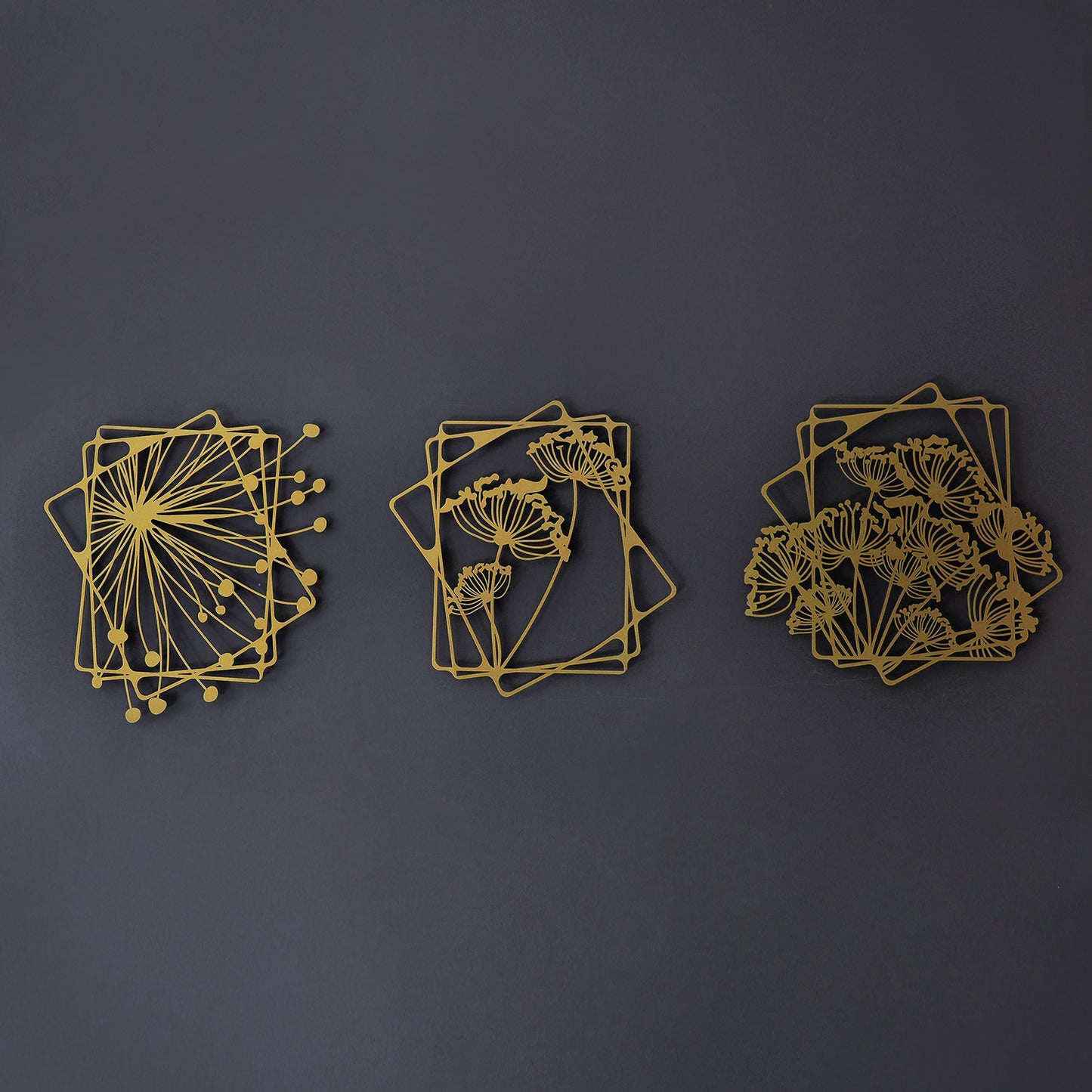 Dandelion Flowers Metal Wall Art Set of 3 - APT729