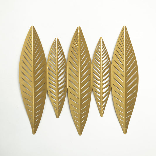 3D Gold Leaves Metal Wall Art - APT618