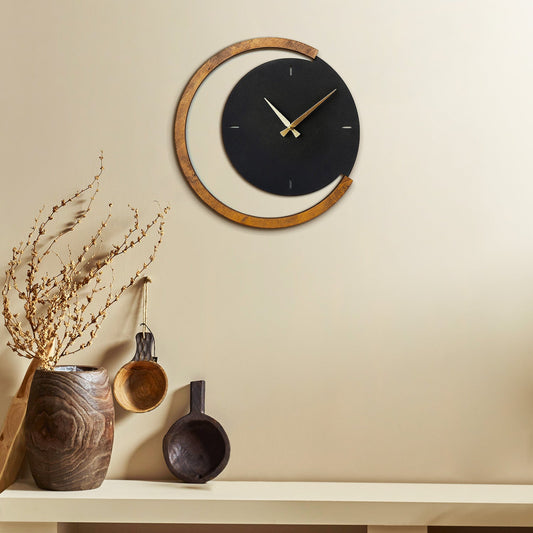 Moon Time Wooden Metal Wall Clock - APS117