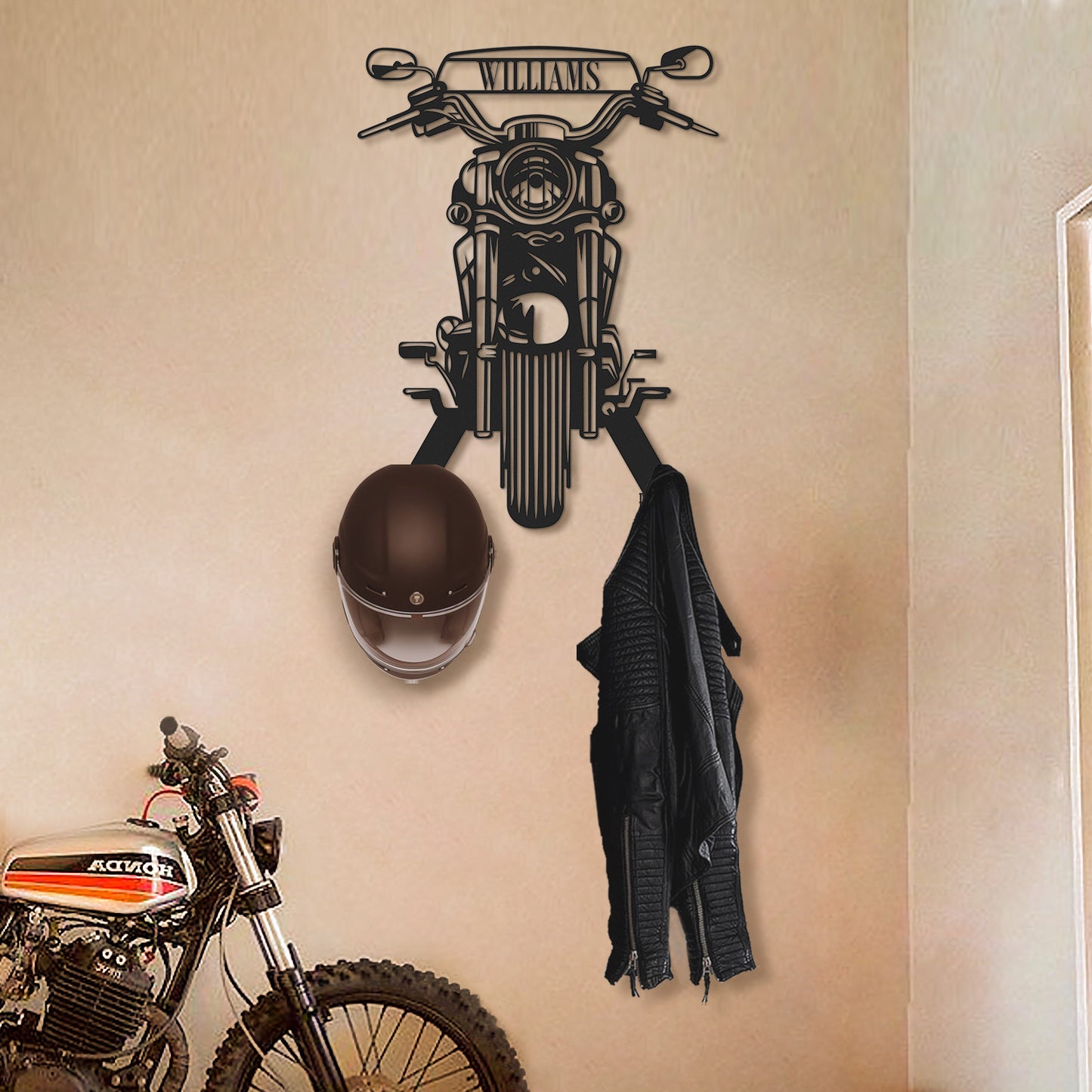 Personalized Metal Motorcycle Helmet Wall Hanger - APT631