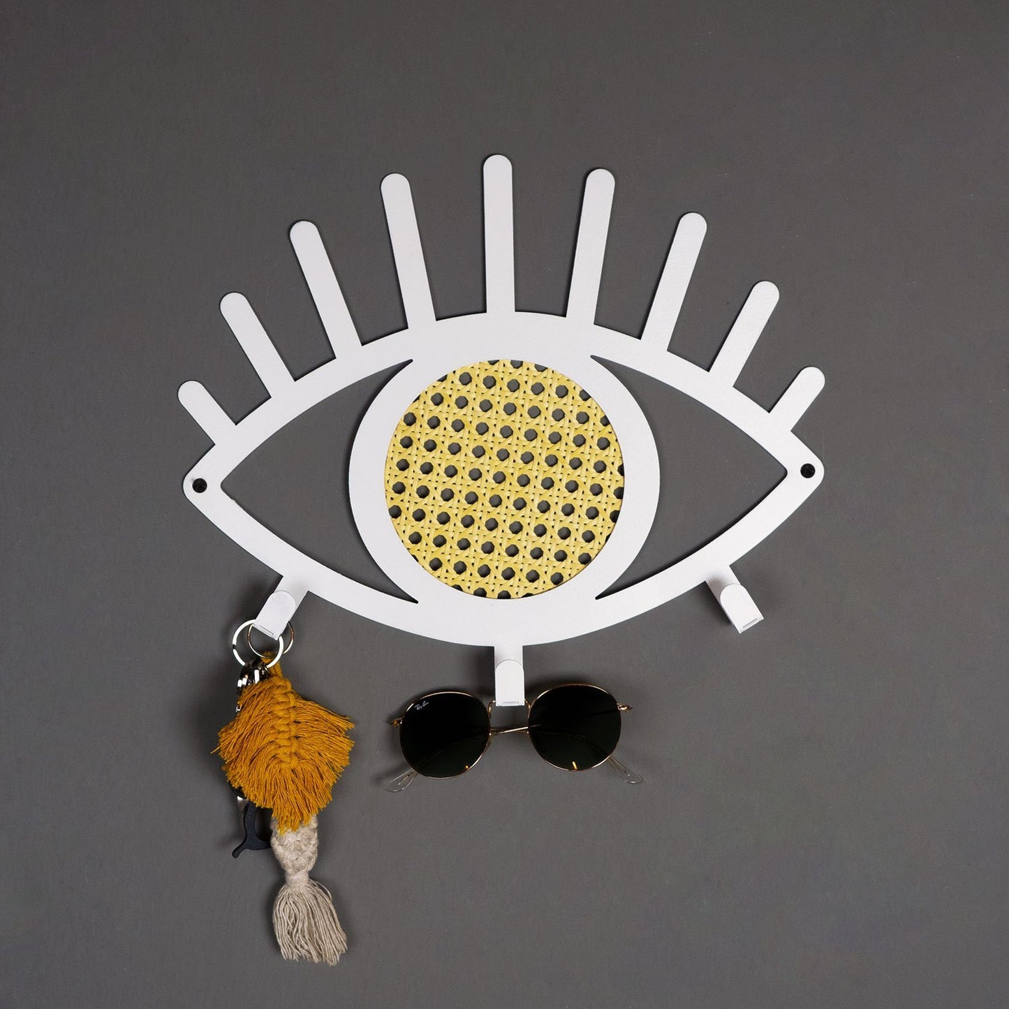 Rattan Eyes Metal Wall Hanger - APT527