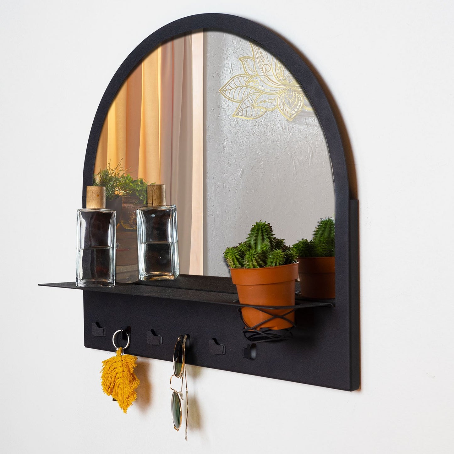 Shelf, Hanger and Mirror Metal Wall Accessory - APT530