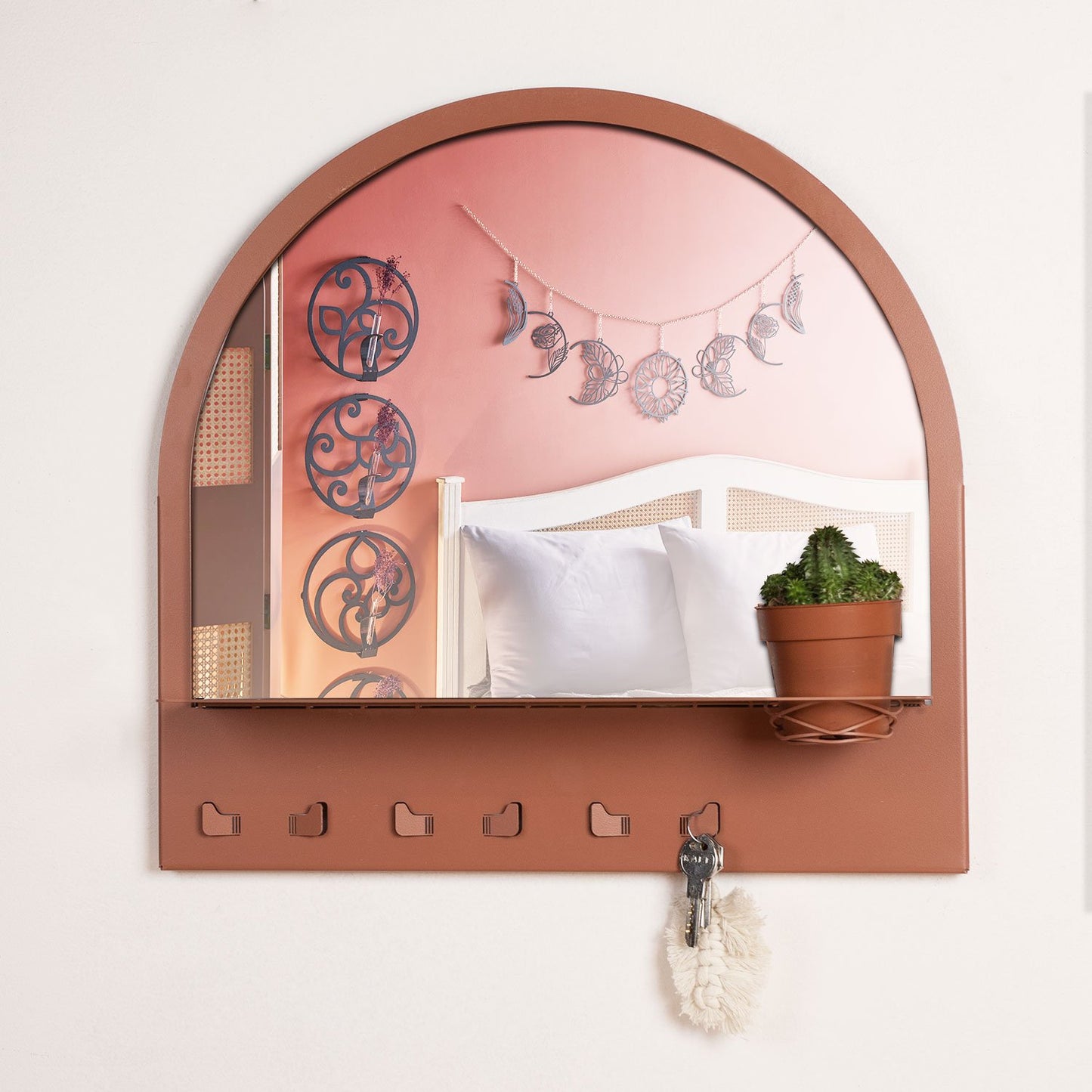 Shelf, Hanger and Mirror Metal Wall Accessory - APT530