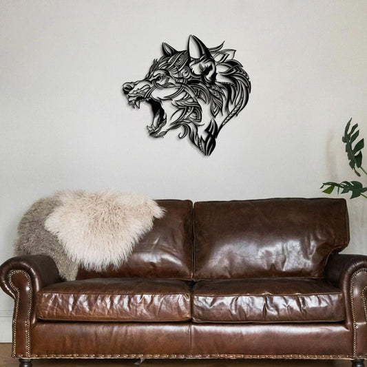 Tribal Wolf Metal Wall Art - APT725