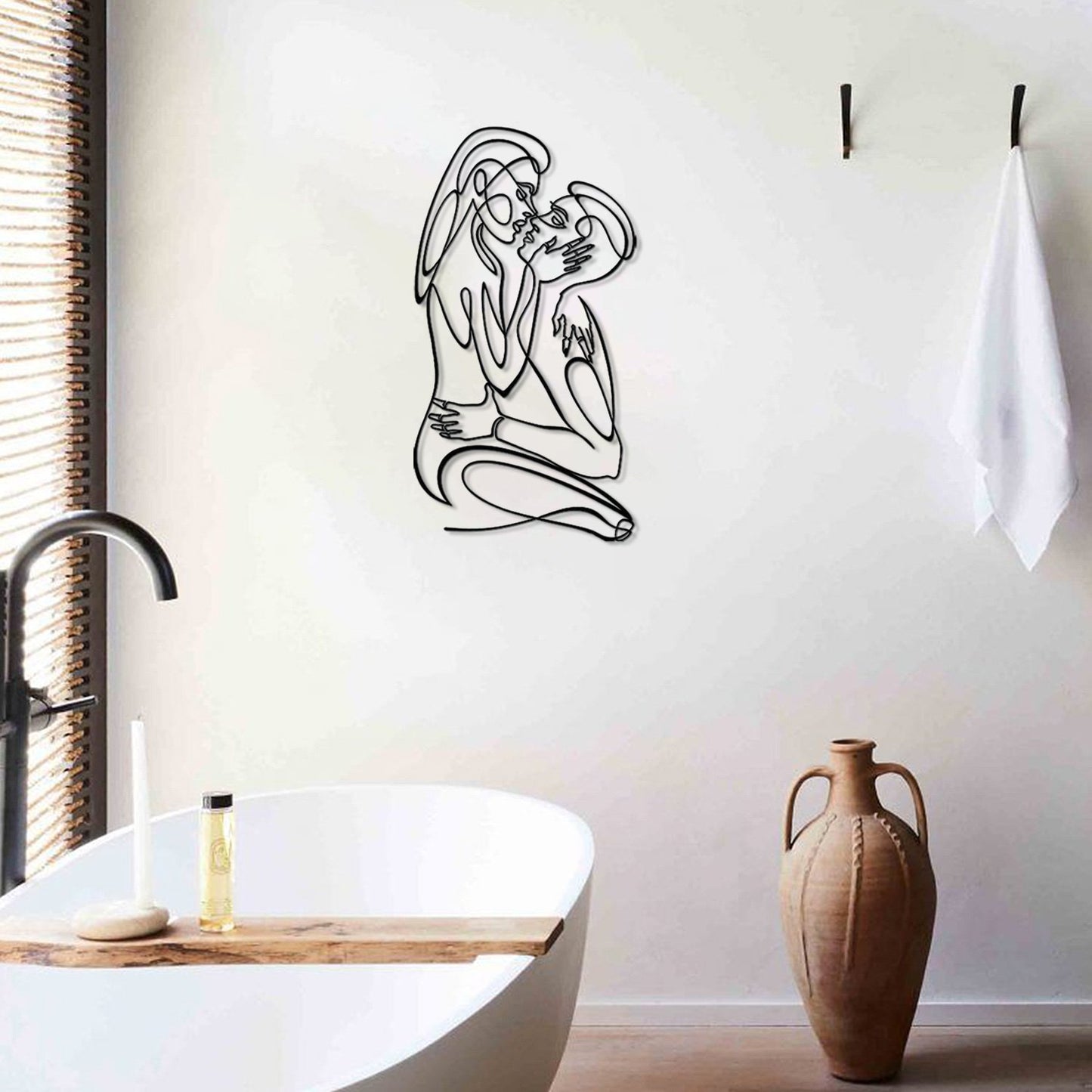 Male and Female Silhouette Metal Line Art - APT614